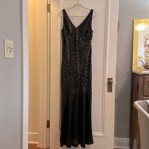 Ralph Lauren Black Sequin Formal Gown